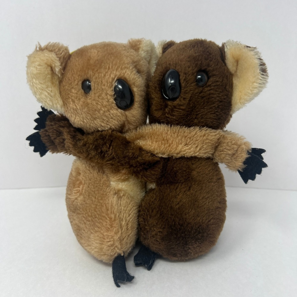 R Dakin Hugging Koala Bears 7 Inch Brown Vintage 1978 Korea Plush Set